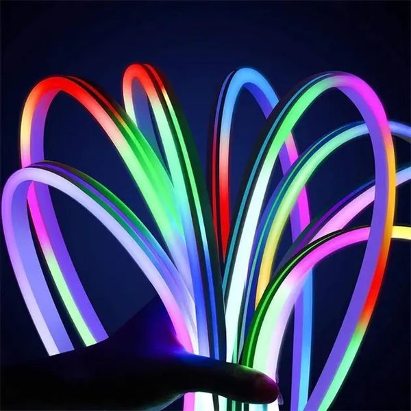 Розумна гнучка LED Neon RGB стрічка-шланг 10 метрів від USB керування режимами з телефону, Bluetooth додаток, пульт Jam74541 фото