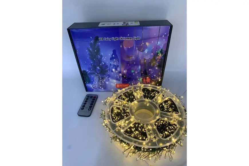 Гирлянда Роса на катушке фейерверк - мишура от USB, 50м, 1500LED + пульт теплый G5825 фото