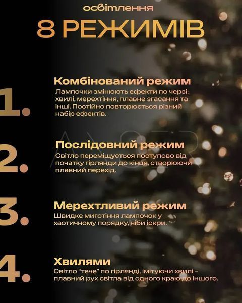 Гірлянда Роса 100 м із холодним білим світлом &ndash; зелена нитка, пульт, 8 режимів G5834 фото