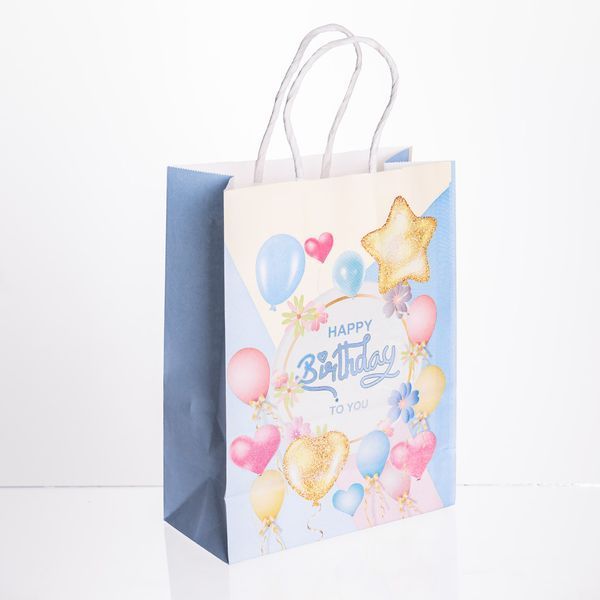 Набор подарочных пакетов из бумаги 12 (шт) Happy Birthday картонные красивые пакеты для подарков 15&times;8&times;21 (см) Yiwu Блакитний HP-10359-23YBL фото