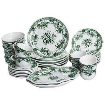 Столовый набор посуды 32 предмета на 6 персон Vintage Elegant фарфоровый Зеленый YY78-7A YY78-7A фото
