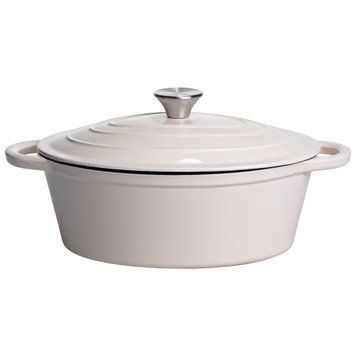 Гусятница чугунная с эмалированным покрытием 4 л, бежевый Yiwu HP-FLG-18 WHITE HP-FLG-18 WHITE фото