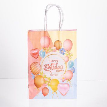 Набір подарункових пакетів з паперу 12 (шт. ) Happy Birthday картонні гарні пакети для подарунків 15&times;8&times;21 (см) Yiwu Рожевий HP-10359-23YPBL фото