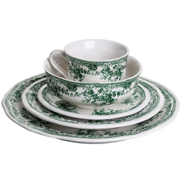 Столовый набор посуды 32 предмета на 6 персон Vintage Elegant фарфоровый Зеленый YY78-7A YY78-7A фото