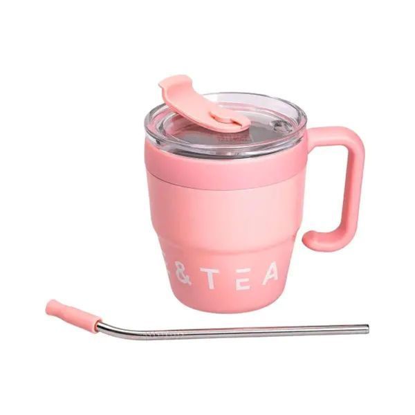Термочашка Coffee & Tea з трубочкою рожева HP-14-23P HP-14-23P фото