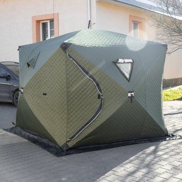 Палатка зимняя утепленная "Куб" 4-х местная LUGI 230*230*210 см для рыбака туризма кемпинга и путешествий Хаки LU-BD21 LU-BD21 фото