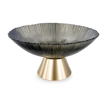 Фруктівниця стеклянная &laquo;Gold & Grey&raquo; 15 см на золотой ножке HP-34-117 фото