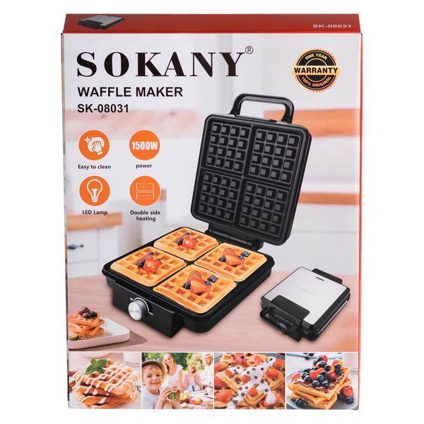 Вафельниця на 4 бельгійських вафлі з антипригарним покриттям Sokany SK-08031 SK-08031 фото