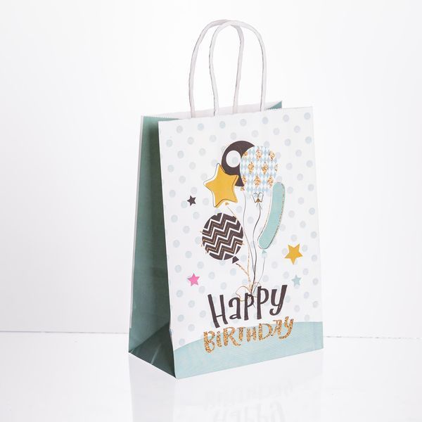 Набор подарочных пакетов из бумаги 12 (шт) Happy Birthday 15&times;8&times;21 (см) Мятный Yiwu HP-10359-23M фото