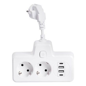 Мережевий фільтр на 2 євро розетки з 2 USB та 2 Type-C білий HP-5-17 HP-5-17 фото