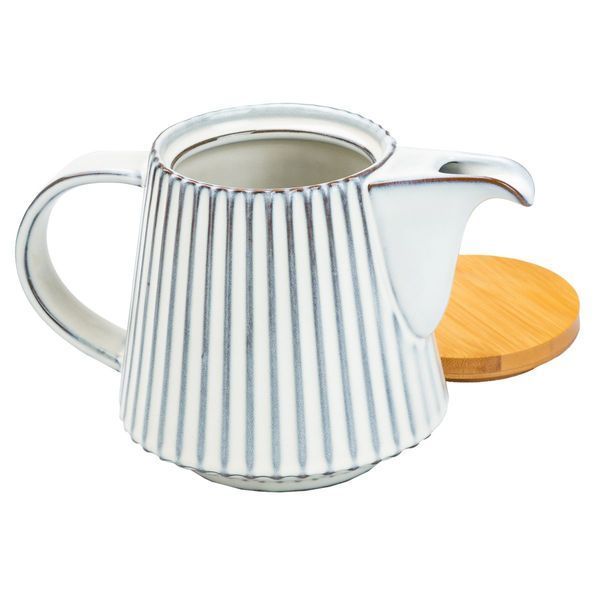 Заварочный чайник 850 мл фарфоровый с бамбуковой крышкой Белый TS Kitchen Білий HP7211W фото