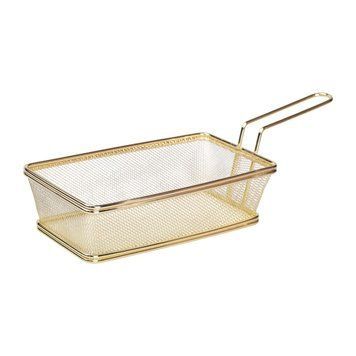 Корзина сервировочная 21&times;11.5&times;5.5 см для подачи картофеля фри и снеков с ручкой Золотая HP-19-11-G HP-19-11-G фото