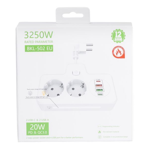 Сетевой фильтр на 2 евро розетки с 2 USB и 2 Type-C черный HP-5-18 HP-5-18 фото