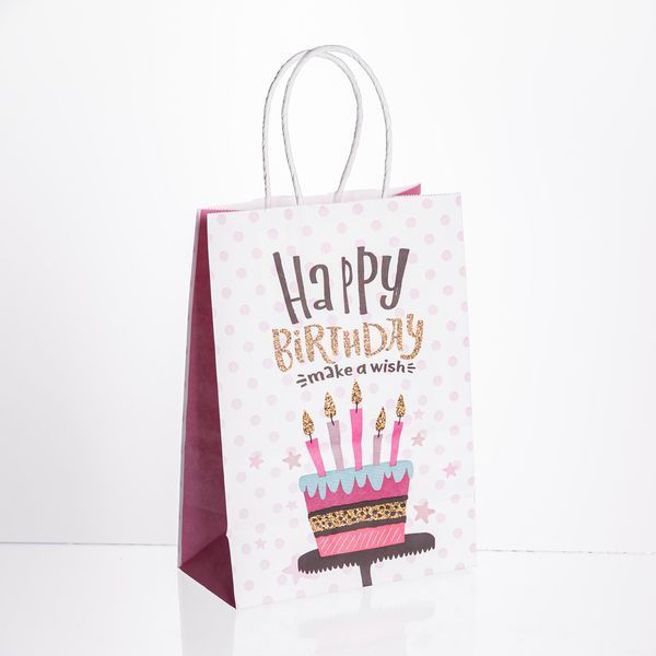Набор подарочных пакетов из бумаги 12 шт Happy Birthday 15&times;8&times;21 см Розовый Yiwu Разные цвета HP-10359-23PK фото