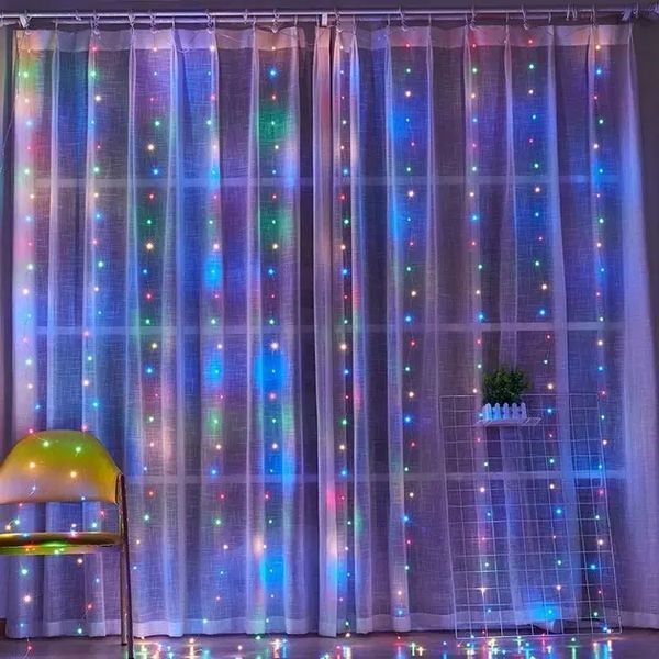 Святкова гірлянда завіса "Штора" на вікно 200LED 3х2м Мультикольоровий колір діодів Мульти USB 2127563 фото