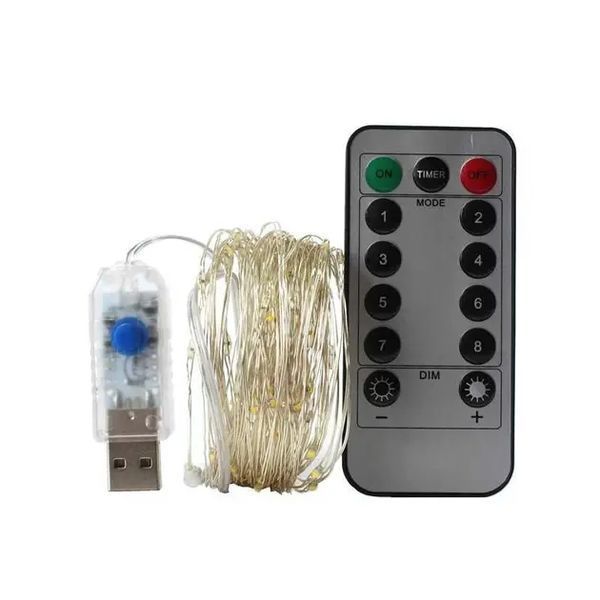 Гирлянда нить с USB и пультом управления, длина 20 м 50974477787 фото