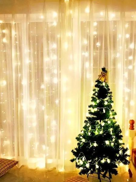 Святкова гірлянда завіса "Штора" на вікно 200LED 3х2м Мультикольоровий колір діодів теплий USB 2127562 фото