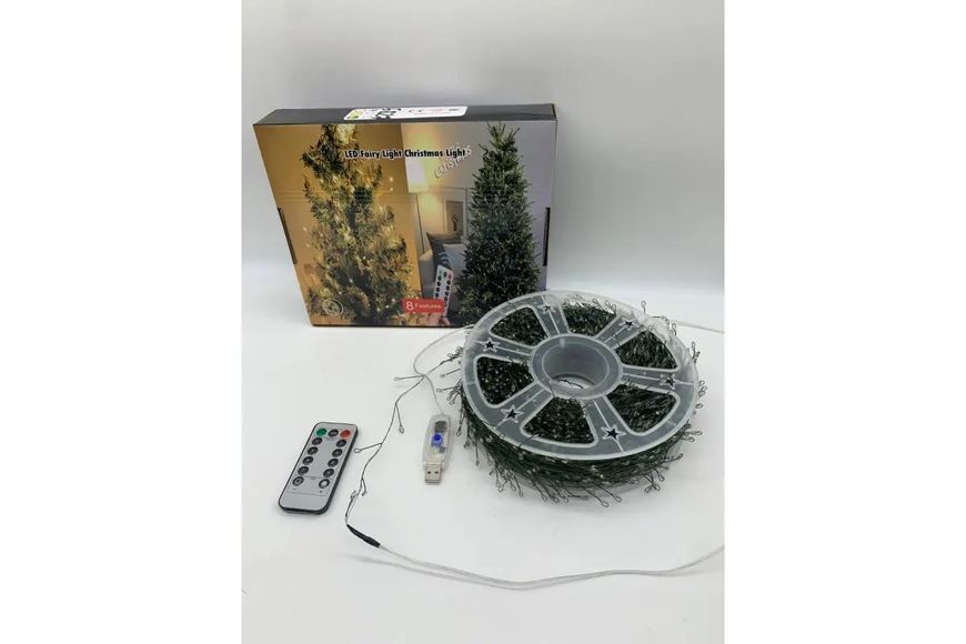 Гирлянда Роса на катушке фейерверк - мишура от USB, 50м, 1500LED + пульт Белый G5826 фото