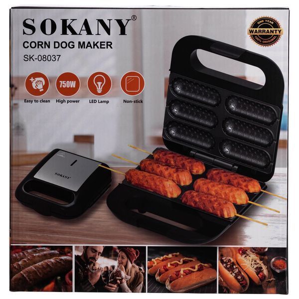 Апарат для корн догов на 6 шт з антипригарним покриттям 750 Вт Sokany SK-08037 SK-08037 фото