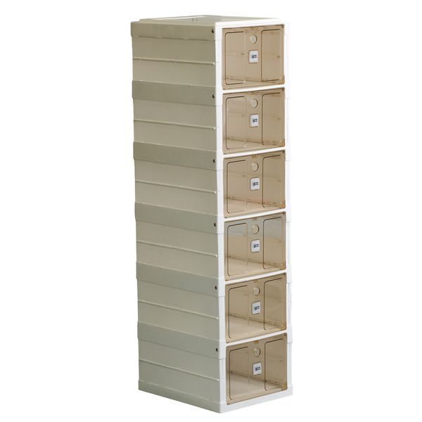 Шафа для взуття портативна пластикова 33 х 26х 100 см на 6полиць Біла HPS658 HPS658 фото