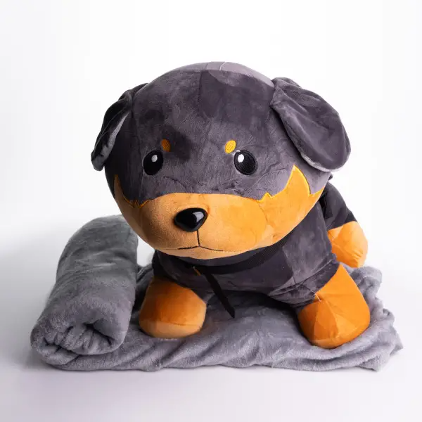 Игрушка-подушка Пес Патрон с пледом 110x140 см серый с коричневым 509-6GB 509-6GB фото