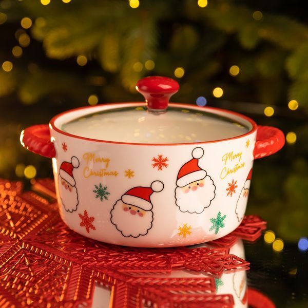 Супниця порцелянова Santa новорічна 800 (мл) з кришкою Yiwu FM-CS-9A FM-CS-9A фото