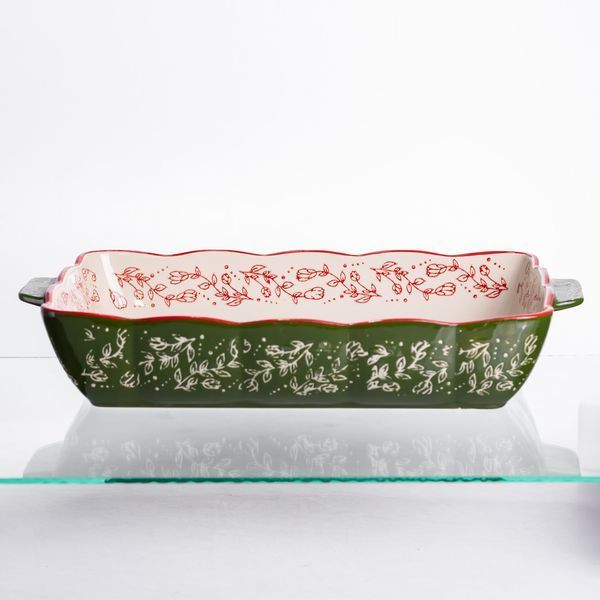 Форма для запекания и сервировки Vintage Прямоугольная с ручками Yiwu Зелений HM05-12 фото