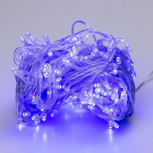 Светодиодная гирлянда-нить 300 LED, 16 метров прозрачный провод, синяя W300LEDBL фото