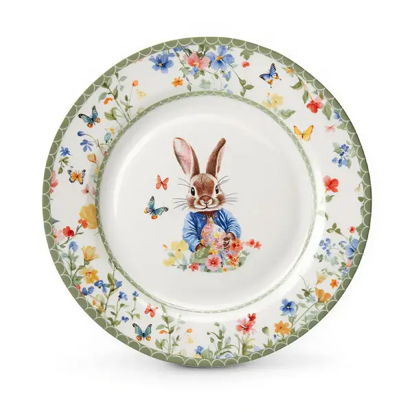 Набор обеденных тарелок пасхальных Garden Rabbits фарфоровые 25 см HP-7323-5 HP-7323-5 фото