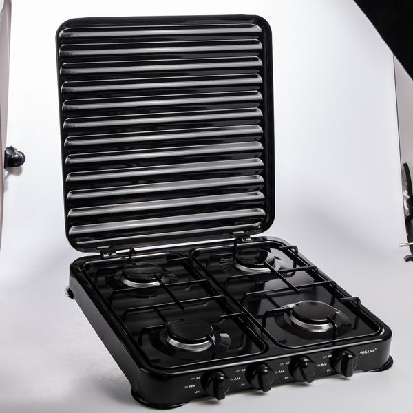 Газовая плита настольная на 4 конфорки Sokany кемпинговая SK-6004-Black SK-6004-Black фото