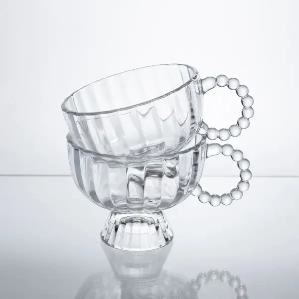 Набір креманок на ніжці Sundae Dish 2 штуки по 300 мл з ручкою Yiwu Прозрачный HP-17-14 фото