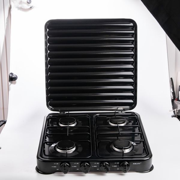 Газовая плита настольная на 4 конфорки Sokany кемпинговая SK-6004-Black SK-6004-Black фото