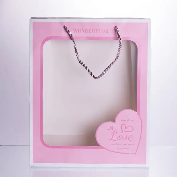 Набор подарочных пакетов из бумаги Love с окошком 12 шт 26&times;10&times;32 см Yiwu Разные цвета HP-10359-18 фото