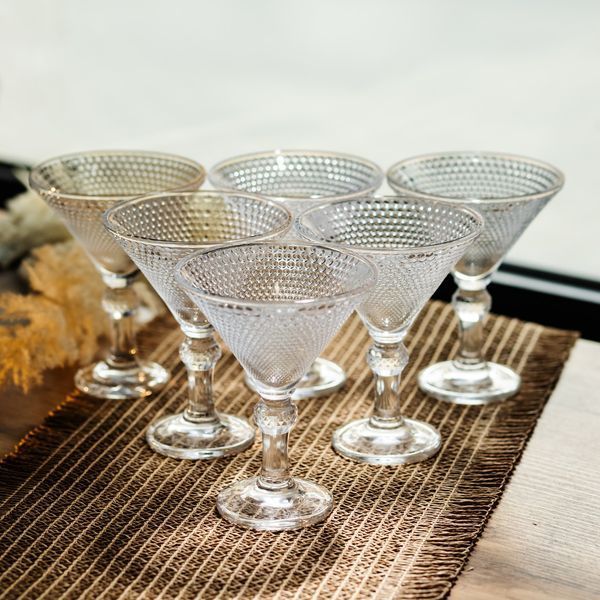 Набір келихів для мартіні Martini Glass 6 штук по 215 мл коктейльні HP-17-56 HP-17-56 фото