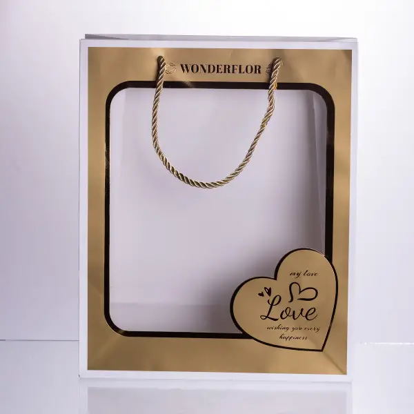 Набор подарочных пакетов из бумаги Love с окошком 12 шт 26&times;10&times;32 см Yiwu Разные цвета HP-10359-18 фото