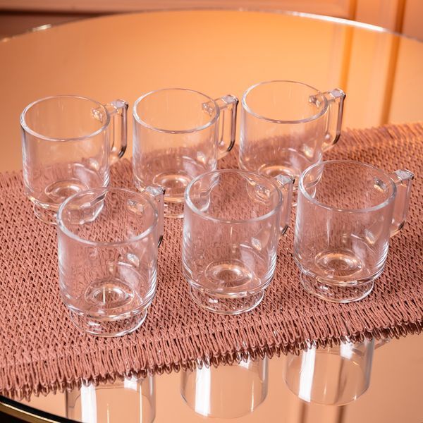 Набор чашек 6 шт для чая и кофе Goblet по 300 (мл) кружки стеклянные Прозрачный HP-19-L6 HP-19-L6 фото