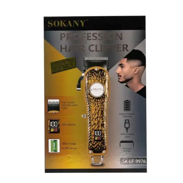 Машинка для стрижки Sokany акумуляторна з 4 насадками та USB срібло SKLF9976 SKLF9976 фото