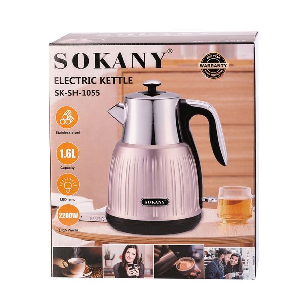 Електрочайник Sokany SKSH1055 1.6 літрів рожевий металік SKSH1055 фото