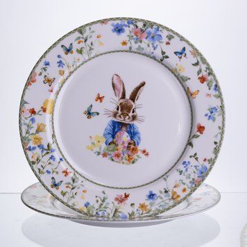 Набір обідніх тарілок пасхальних Garden Rabbits порцелянові 25 см Yiwu HP-7323-5A фото