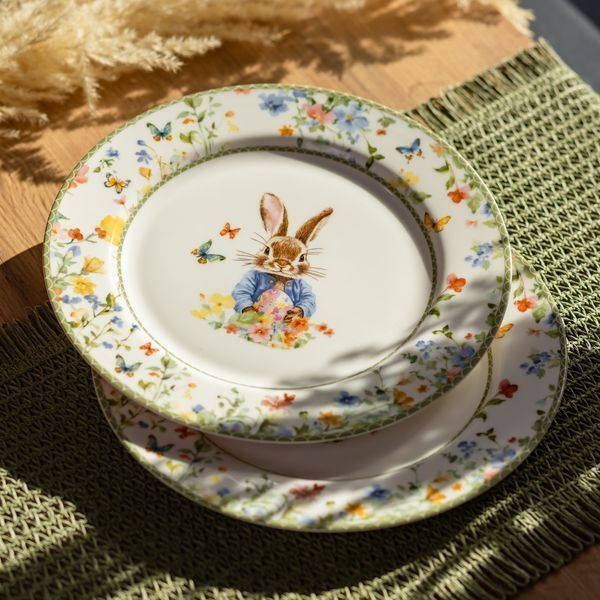 Набір обідніх тарілок пасхальних Garden Rabbits порцелянові 25 см HP-7323-5A HP-7323-5A фото