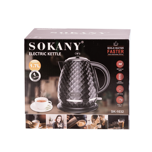 Электрочайник Sokany 1.7 л дисковый с автоотключением 2200 Вт Черный SK-1032B SK-1032B фото