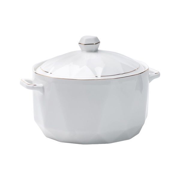 Супница фарфоровая с крышкой и ручками 1,4 л Белая HP1050 HP1050 фото