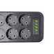Мережевий фільтр подовжувач F06U на 6 розеток 4 USB 1 Type-C та кнопкою відключення 3 м Чорний HP-5-24 HP-5-24 фото 4