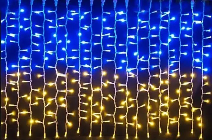 Патріотична гірлянда штора Прапор України 2*2м 160 LED класична IP44 M16905 фото