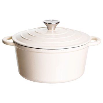 Каструля чавунна емальована 4 л, бежевий Yiwu HP-FLG-1 RED HP-FLG-1 WHITE фото