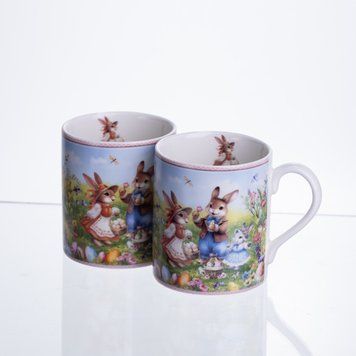 Набір чашок порцелянових Rabbit Family 220 мл 2шт Yiwu Білий HP-7323-8 фото