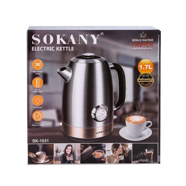 Електрочайник Sokany SK1031SS з термометром 1.7 л SK1031SS фото