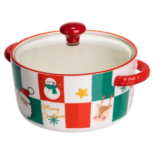 Супница фарфоровая Christmas новогодняя 800 (мл) с крышкой Yiwu FM-CS-9C FM-CS-9C фото