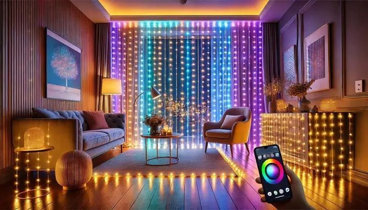 Гірлянда-штора з дистанційним керуванням через APP, Bluetooth, USB, XPRO 3*3м (SFK-06) M16902 фото