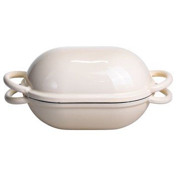 Форма-жаровня для хліба чавунна емальована 1,4 л, бежевий Yiwu HP-FLG-23WHITE HP-FLG-23WHITE фото
